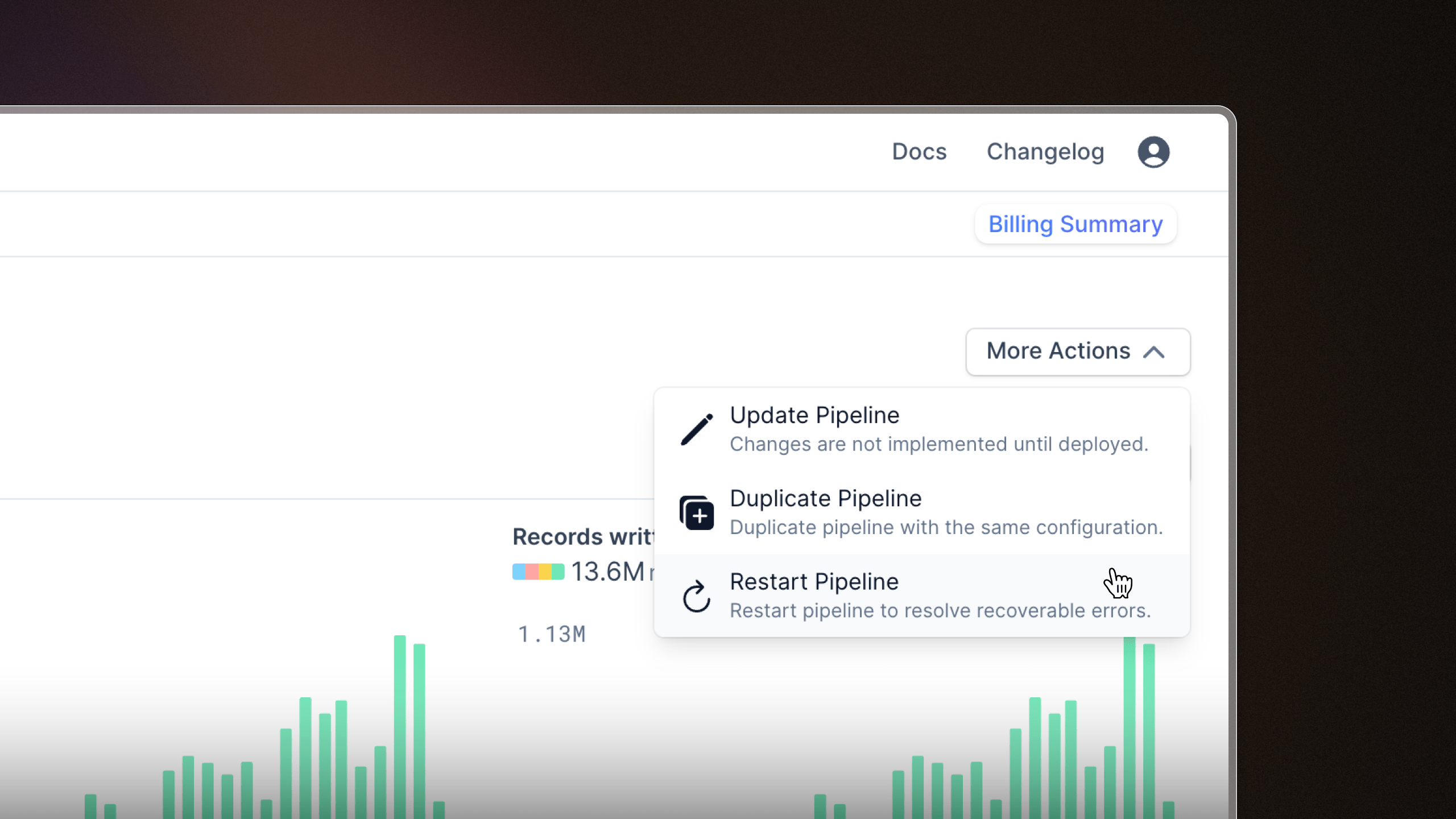 Restart pipeline button